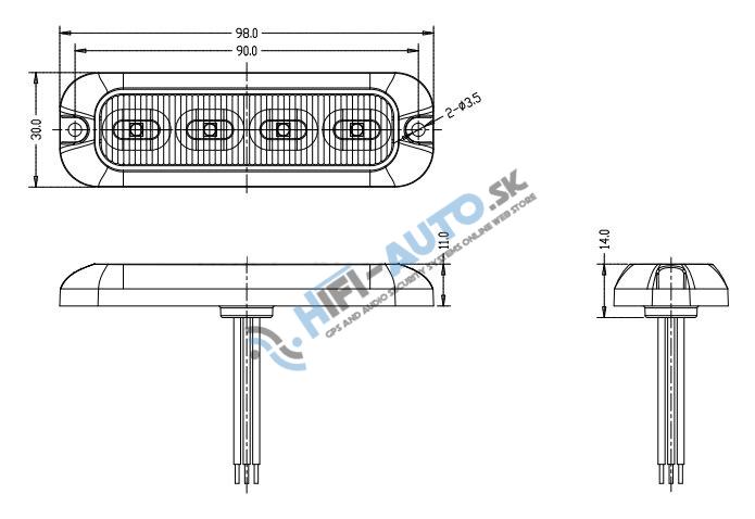 PREDATOR 4x4W LED, 12-24V, červeno-modrý, ECE R10