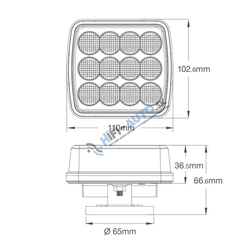 LED výstražné svetlo, oranžové, ECE R10, R65, set 2ks