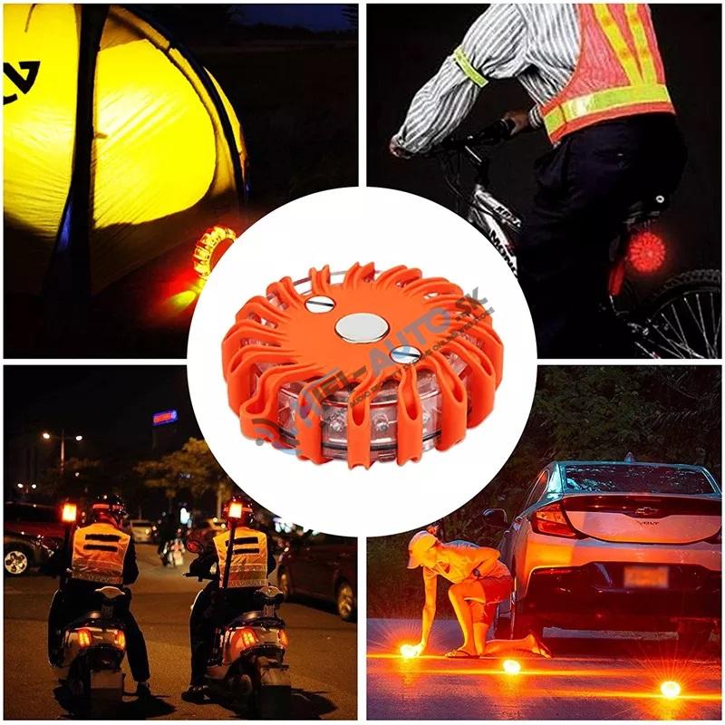 LED výstražné svetlo 16LED, oranžové, set 6ks