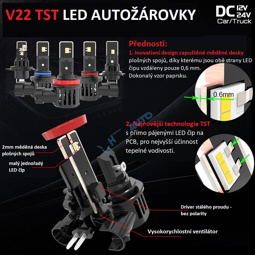 V22 TST LED H8 biela, 12/24V, 6000LM