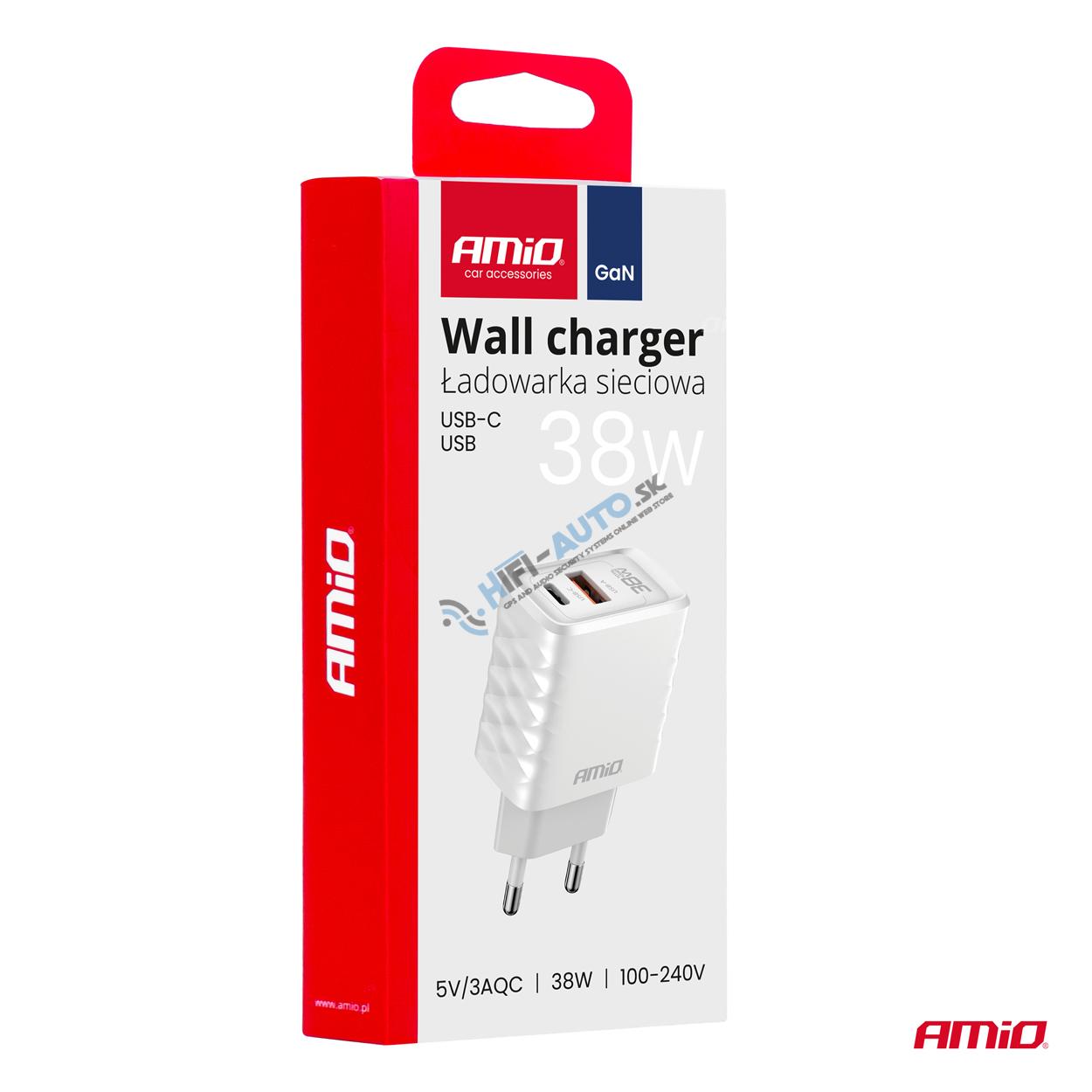 Sieťová nabíjačka Quick Charger GaN 38W USB-A + USB-C
