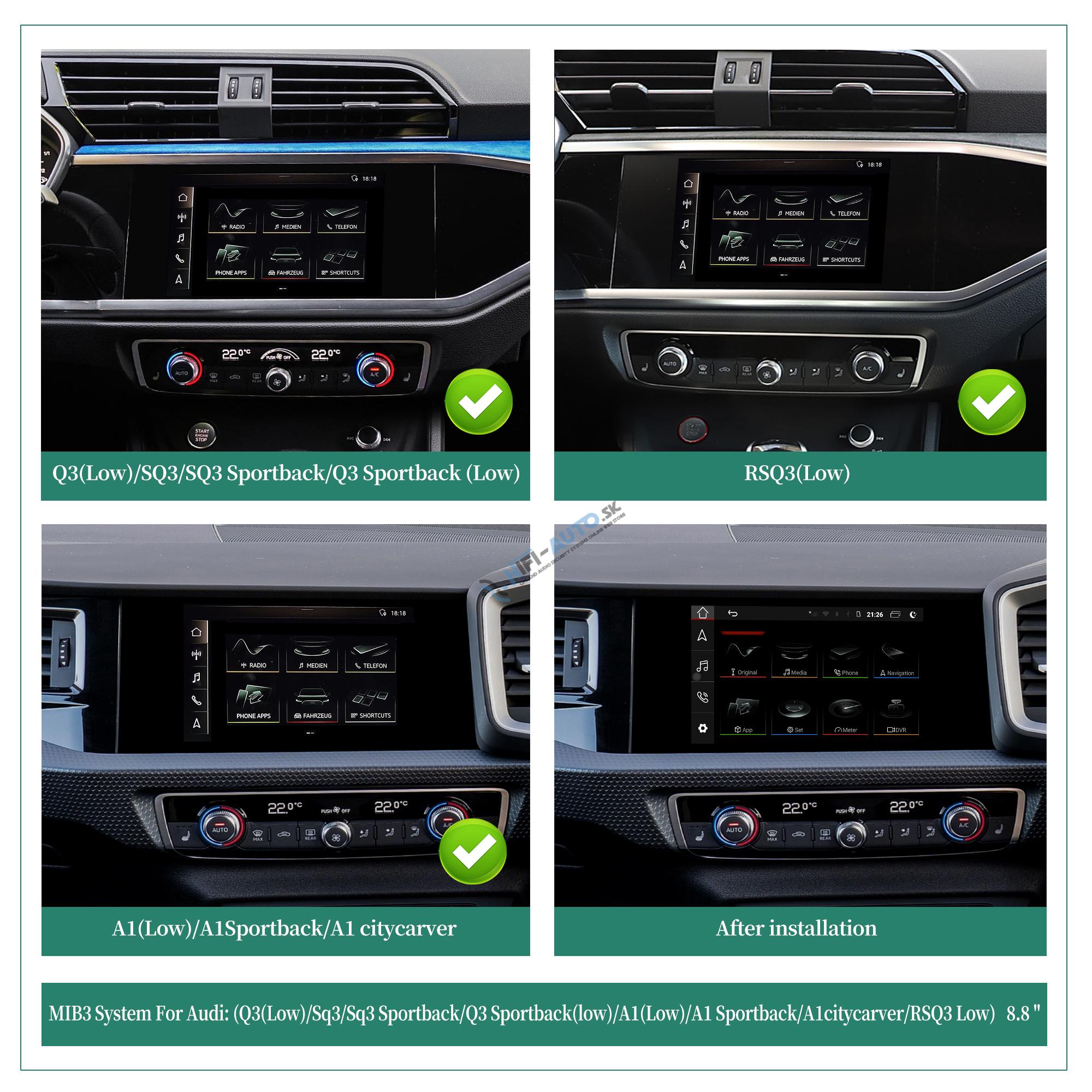 Android Auto + CarPlay + Android pre Audi A1/Q3