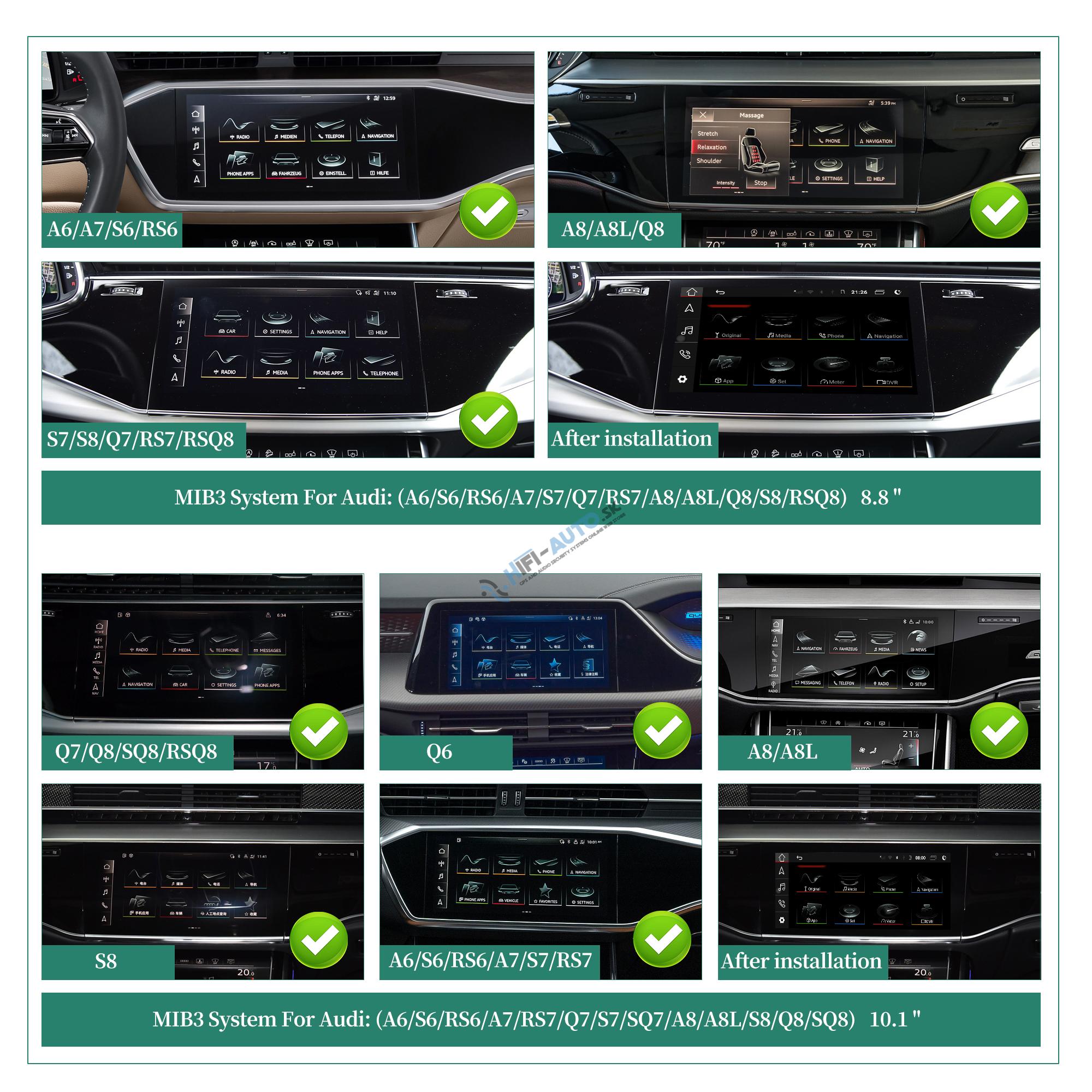 Android Auto + CarPlay + Android pre AUDI A6, A7, A8, Q8