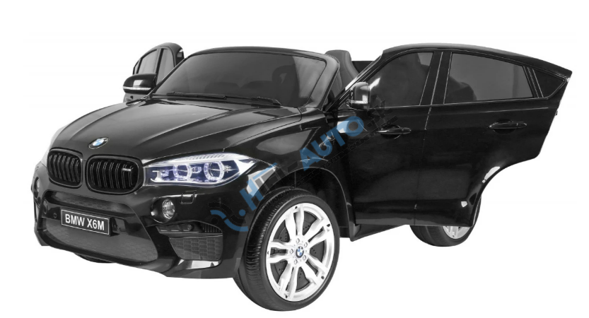 BMW X6M XXL pre 2 deti Čierne SUV + Diaľkové ovládanie + Ekokoža