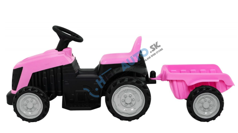 Traktor s prívesom ružový
