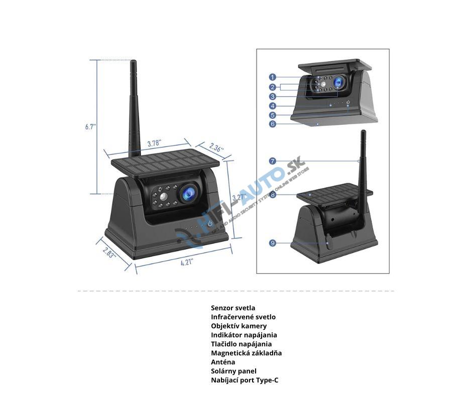 Bezdrôtový Wifi AHD set s kamerou so solárnym nabíjaním a uchytením na magnet