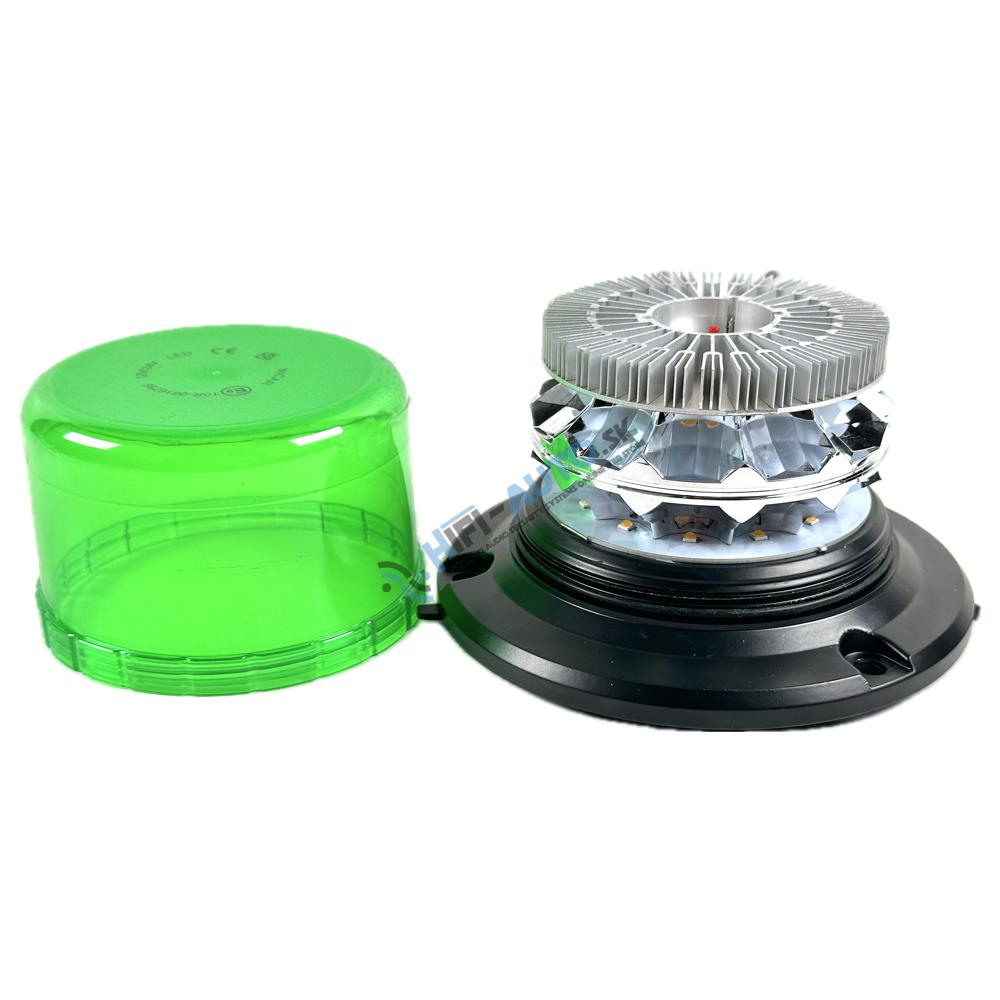 LED maják, 12-24V, 24xLED zelený, magnet