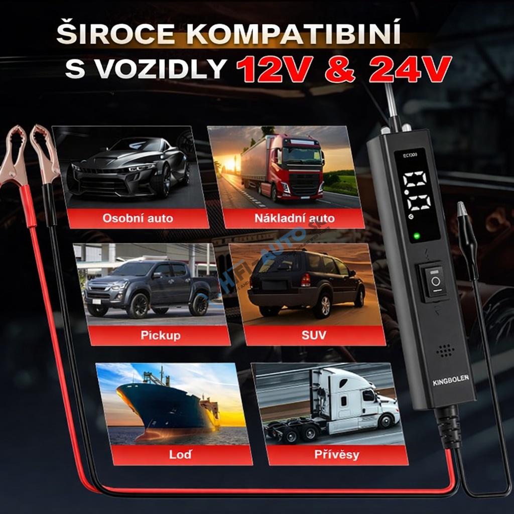 Multifunkčný tester - skúšačka elektrických obvodov auta 12/24V s displejom