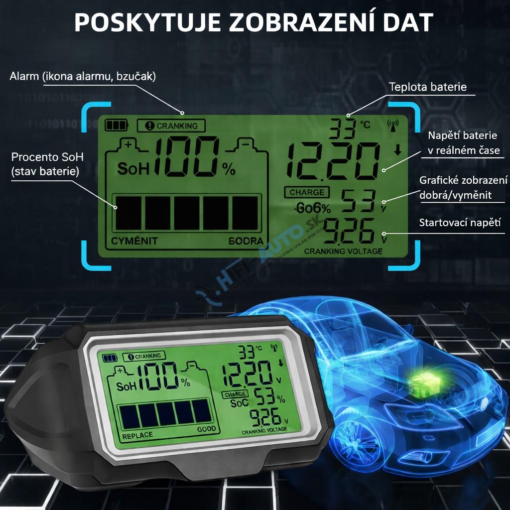 Monitoring batérie CARCLEVER s displejom 12V