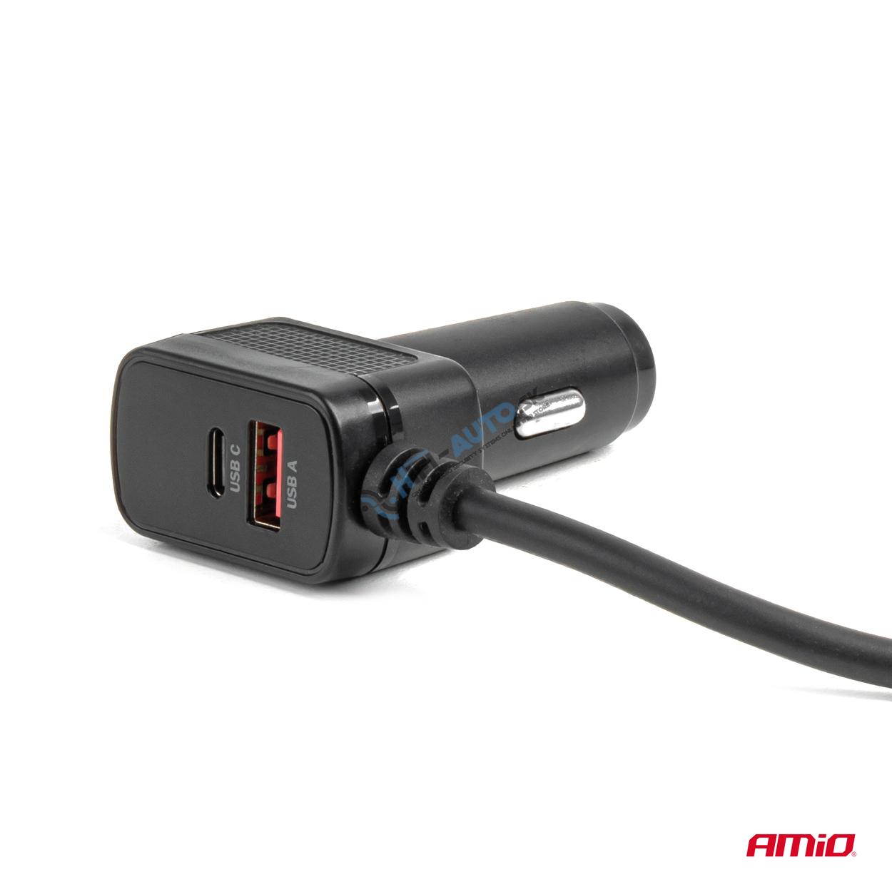 Rozdvojka do zásuvky zapaľovača s nabíjačkou 4xUSB