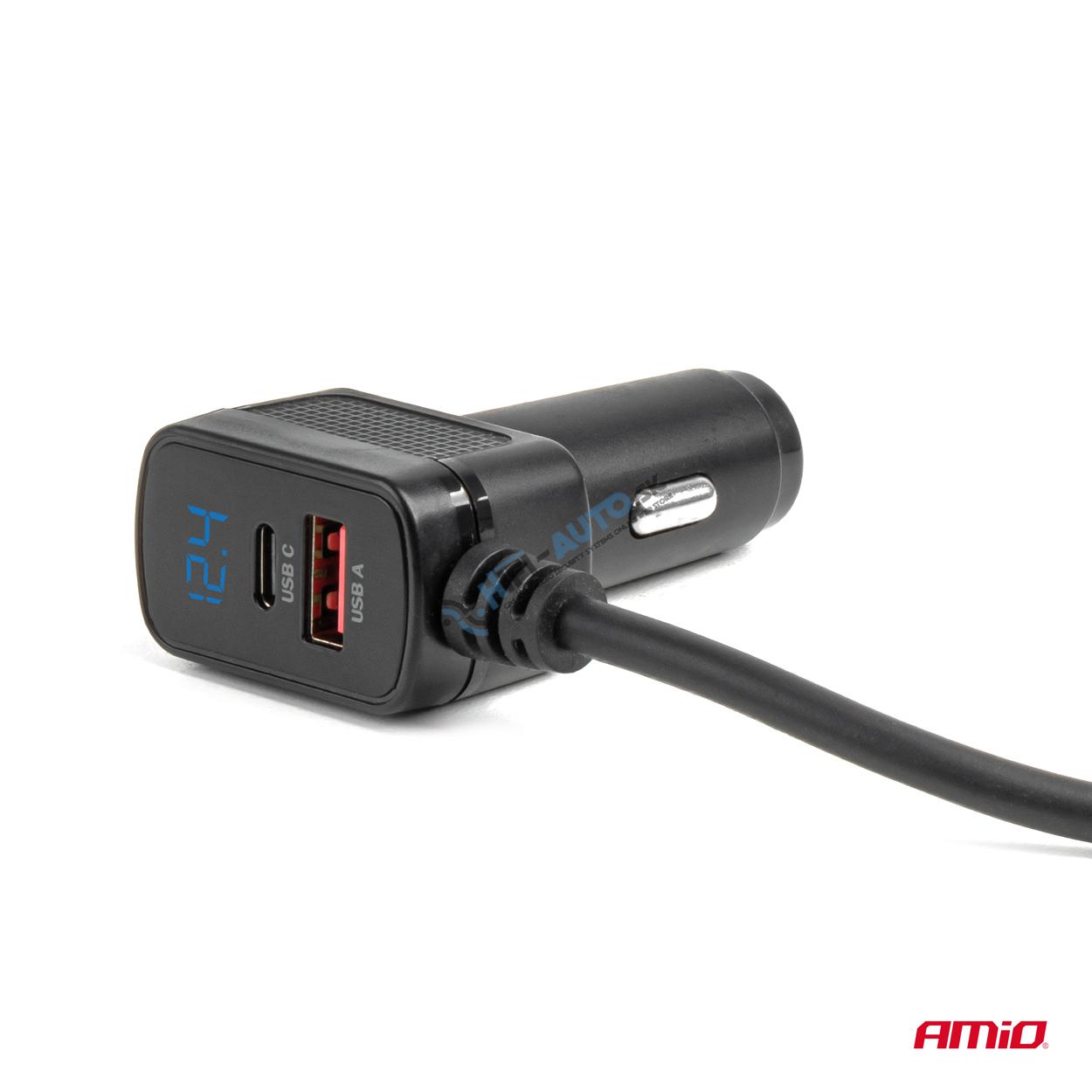Rozbočovač zásuvky zapaľovača s USB-C USB-A 