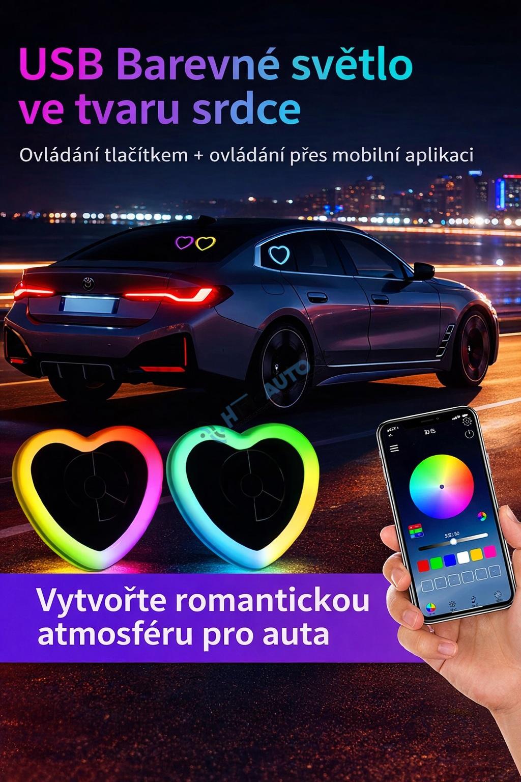 LED ambientné osvetlenie RGB "SRDCE", bluetooth