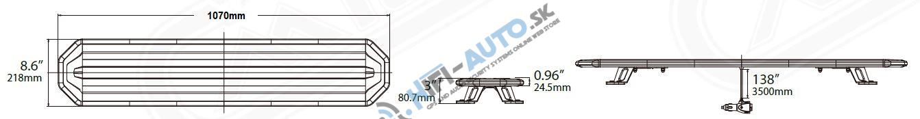 SLIM LED rampa 1070mm, oranžová, 12-24V, 36 +144LED, ECE R65
