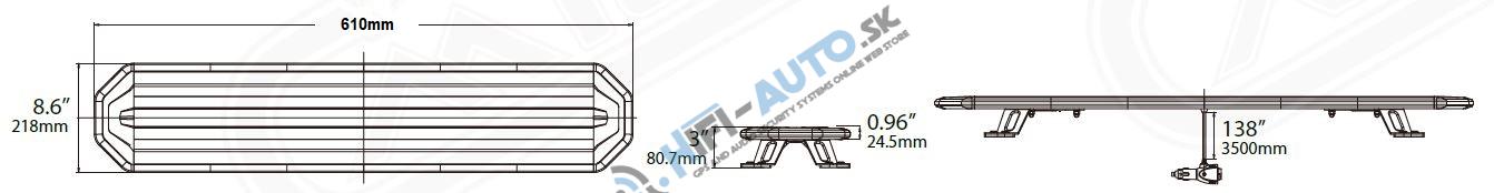 SLIM LED rampa 610mm, oranžová, 12-24V, 36 +72LED, ECE R65
