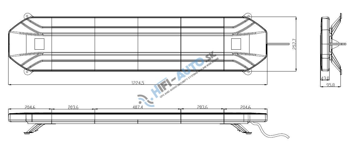 LED rampa 1224mm, oranžová, 12-24V, 234x1W LED, ECE R65