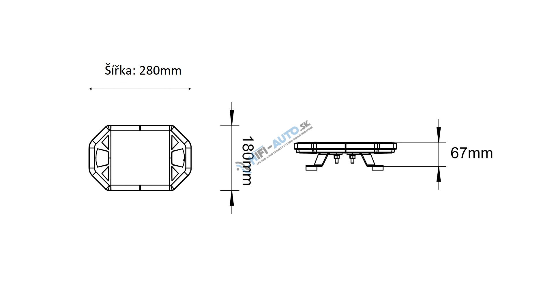 LED rampa 280mm, oranžovo biela, 10-30V, ECE R65