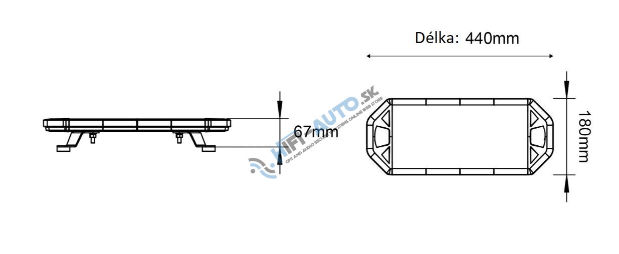 LED rampa 440mm, oranžovo biela, 10-30V, ECE R65