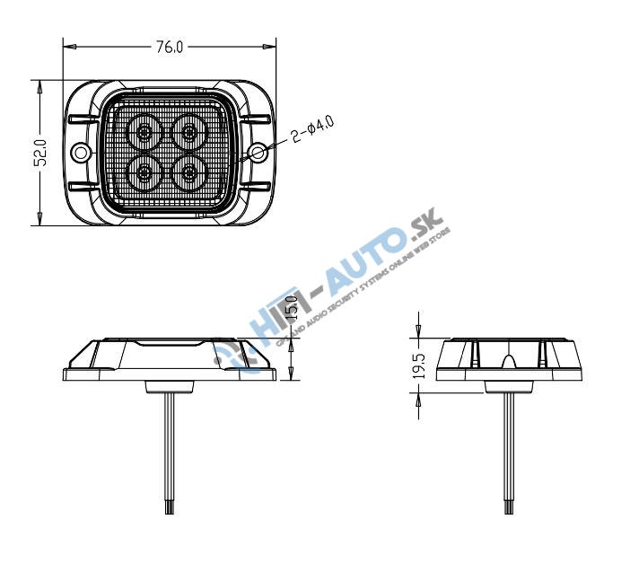PREDATOR 4x3W LED, 12-24V, modrý, ECE R65