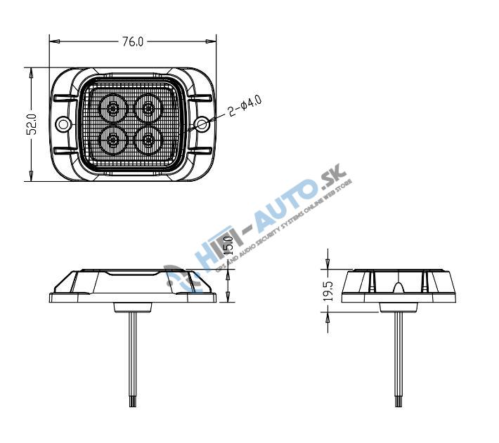 PREDATOR 4x3W LED, 12-24V, červený, ECE R65