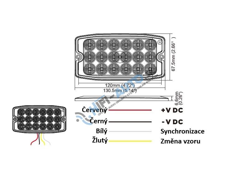 SLIM výstražné LED svetlo vonkajšie, oranžové, 18 LED, 12-24V, ECE R65