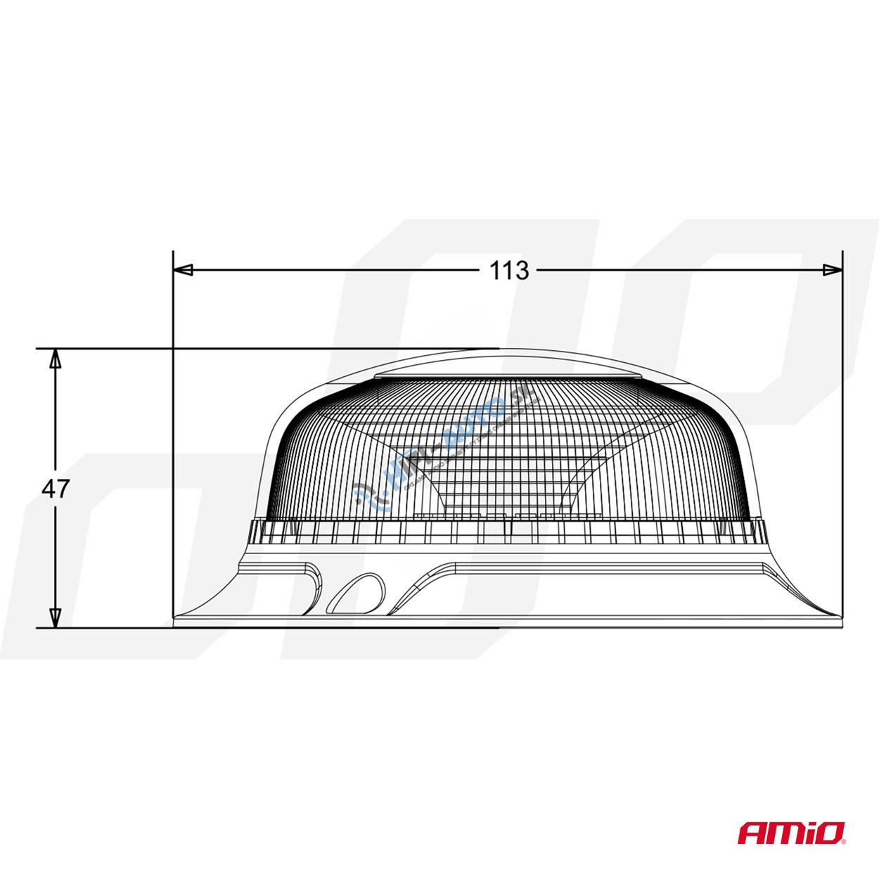 Výstražný maják W213bl 3 skrutky R65 R10 18LED 12/24V IP56