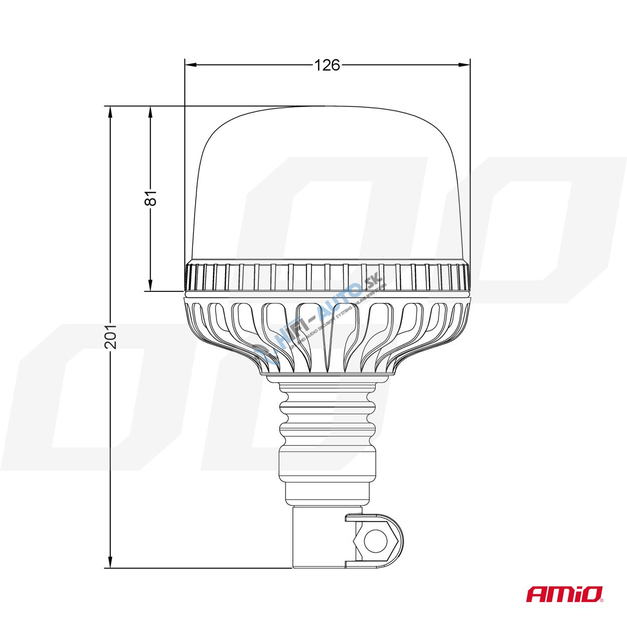 Výstražný maják W25p tyčový Flexi R65 R10 24LED 12/24V IP66