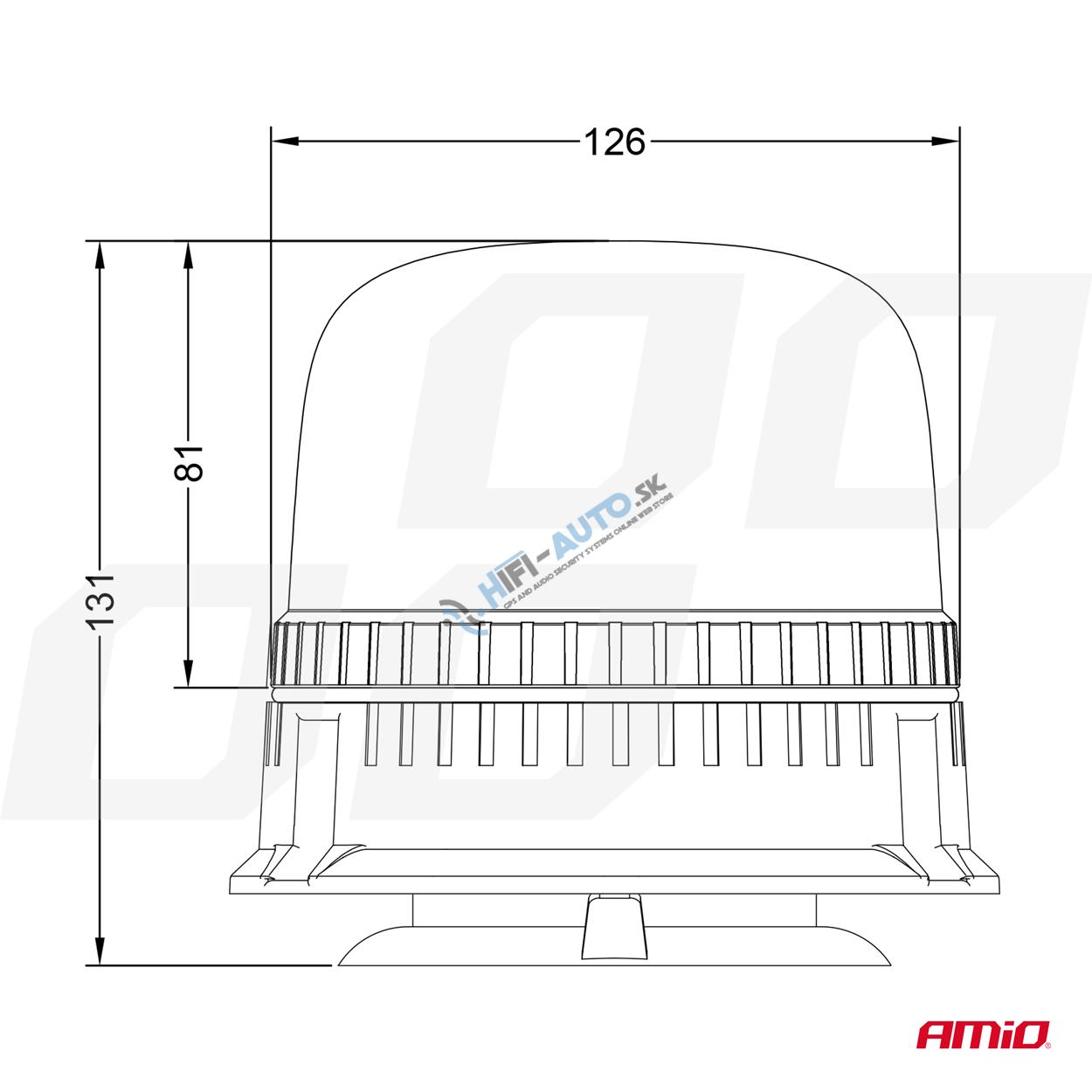 Výstražný maják W25m Magnet / 3 skrutky R65 R10 24LED 12/24V IP66