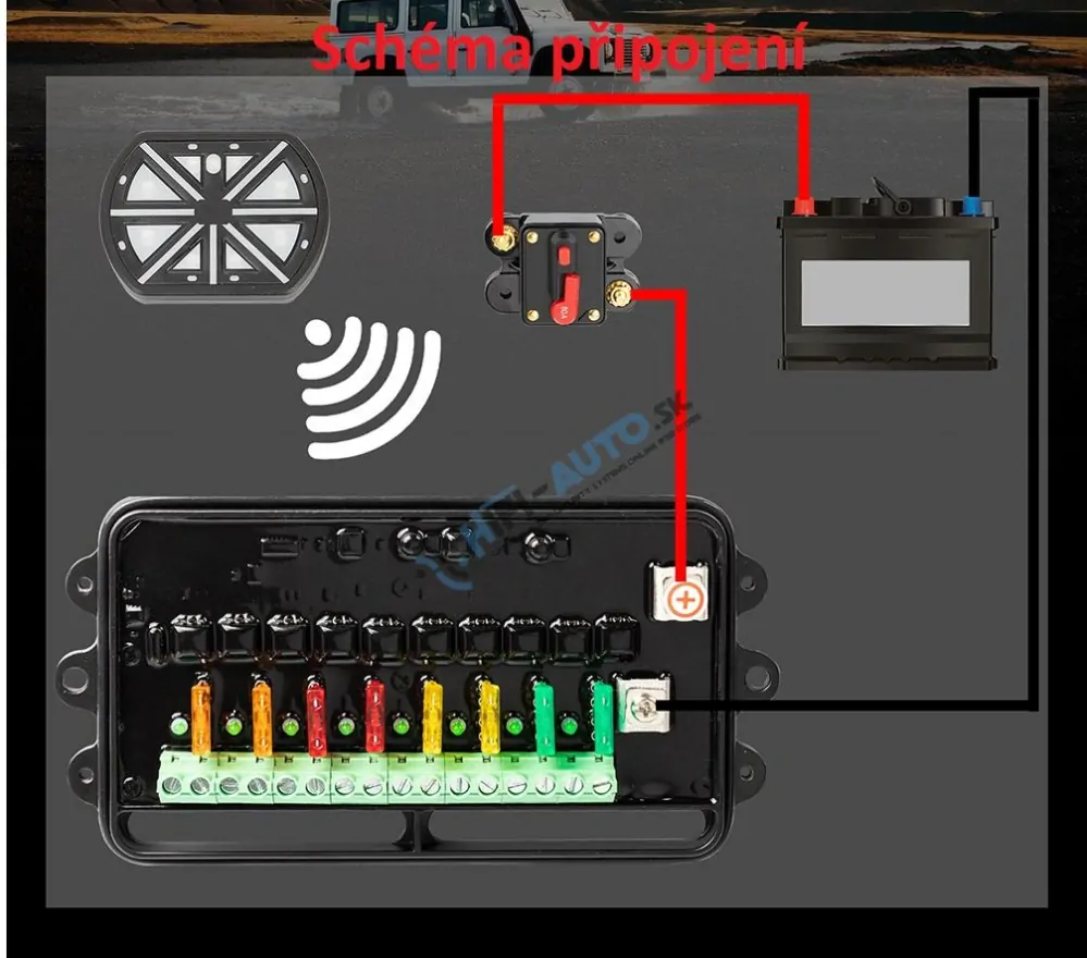 Diaľkovo ovládaný spínač 12/24V, 8-kanálový, 80A