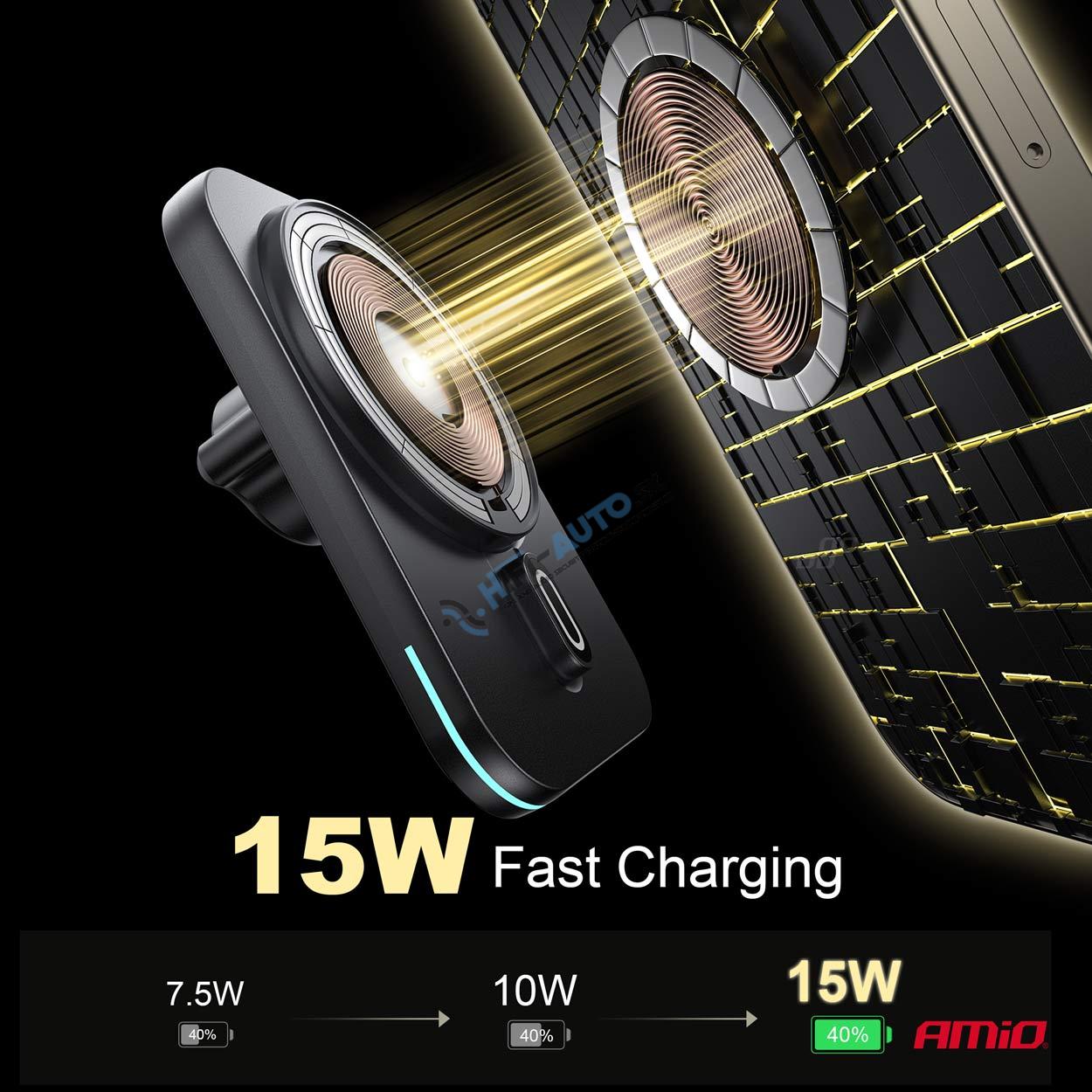 Držiak magnetický s rychlonabíjačkou do auta Qi2 15W
