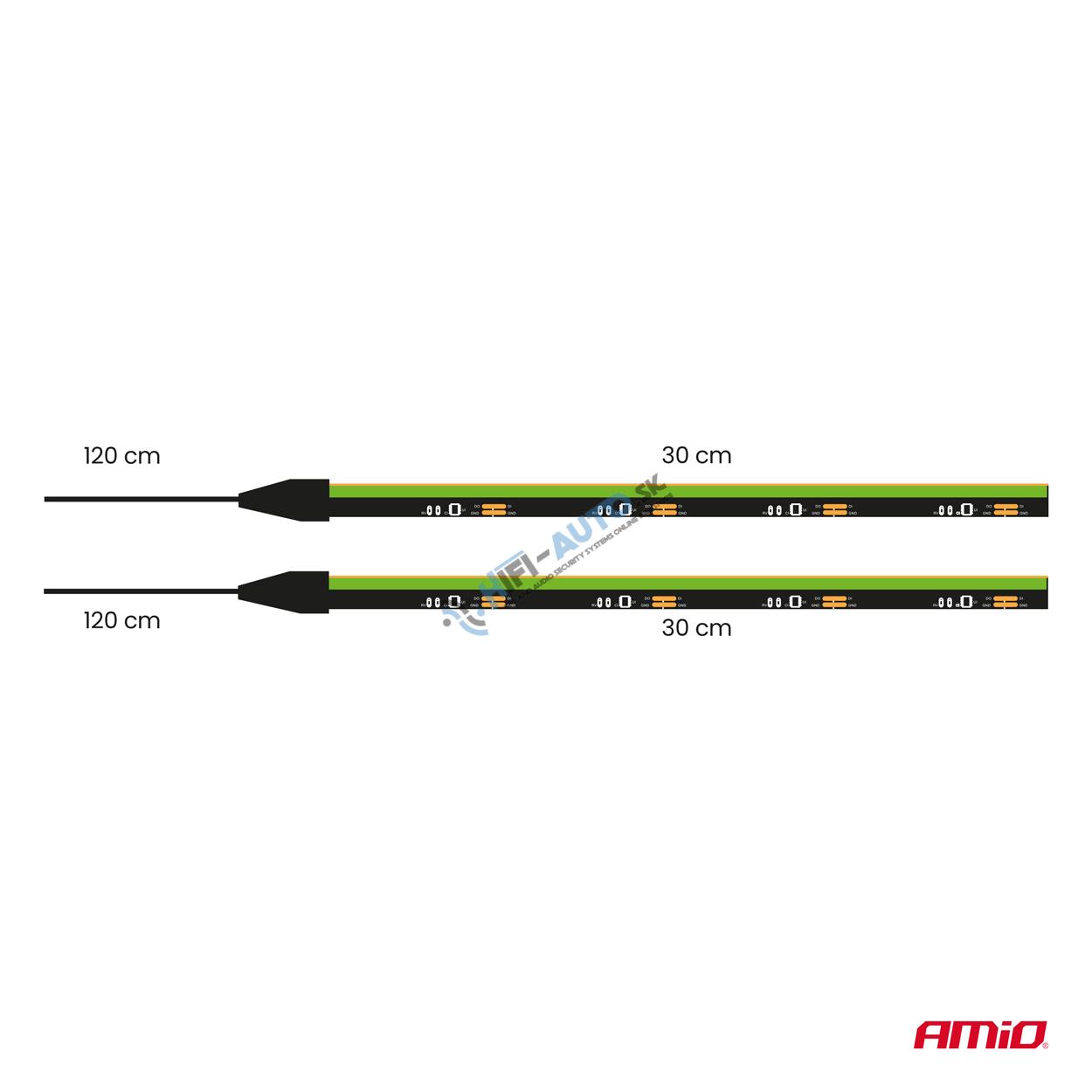 LED bočné pásy do auta zelené 2x30cm 12V