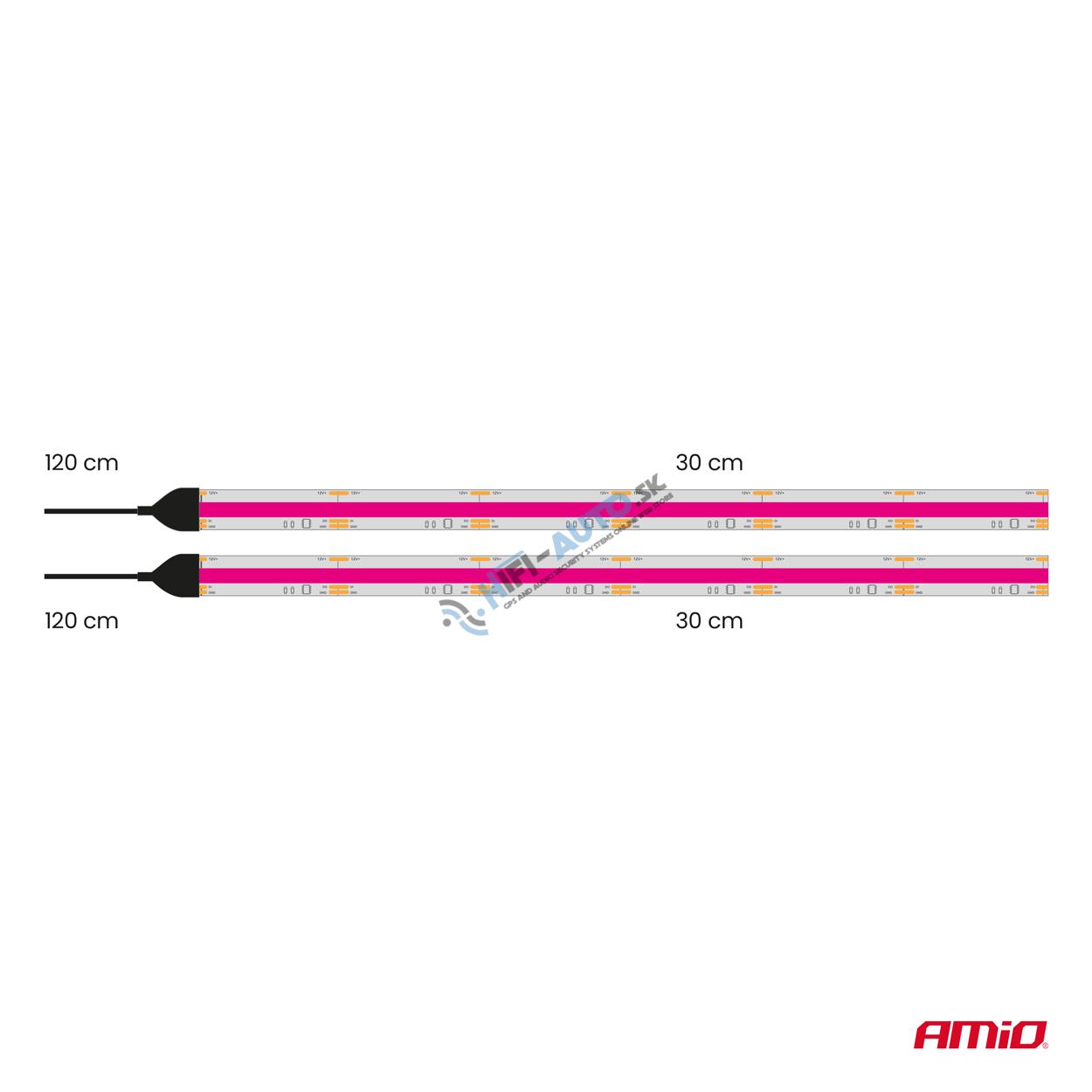 COB LED pásiky do auta ružové 2x30cm 12V