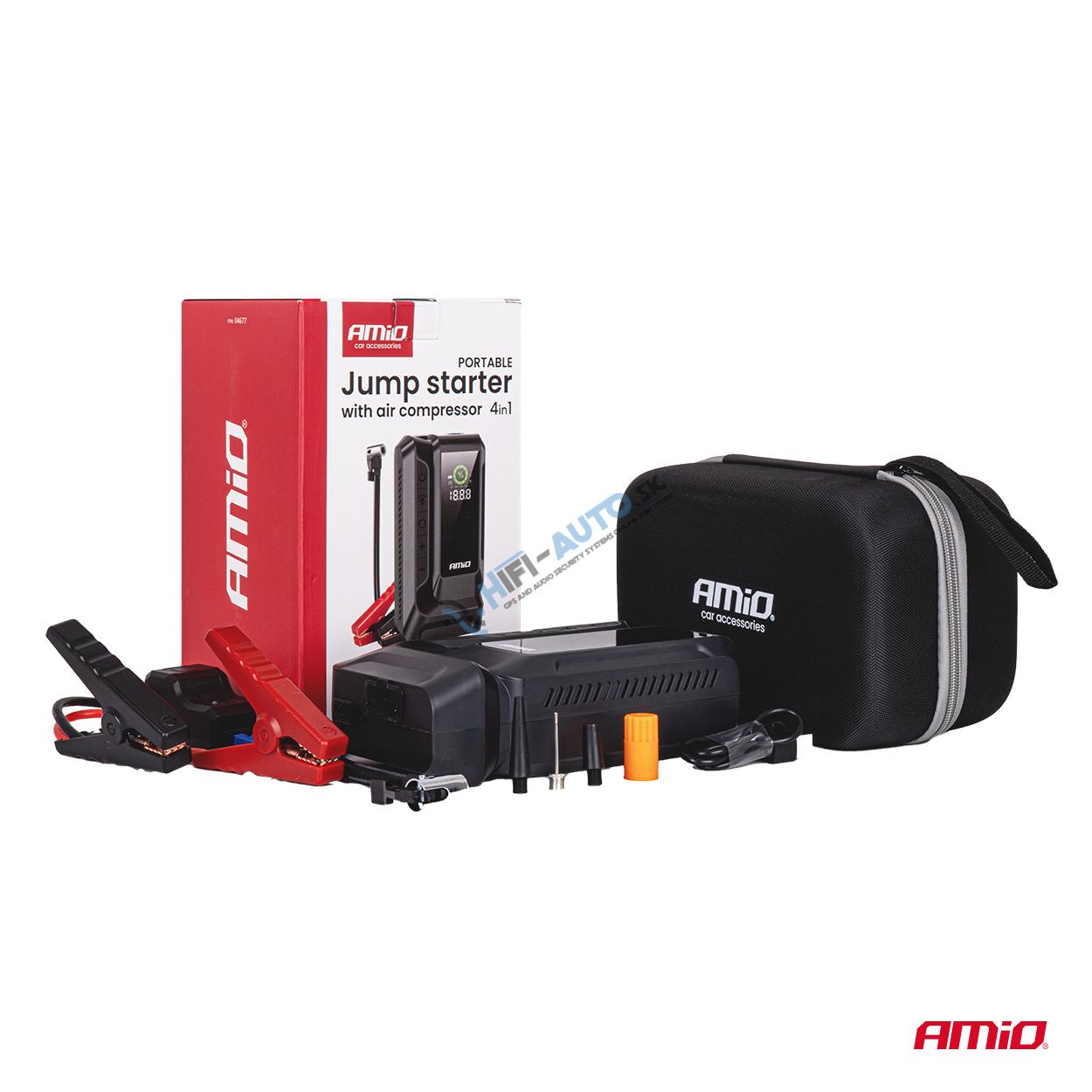 4 v 1 štartovací adaptér, booster, powerbanka, kompresor, LED svietidlo, 12V 12Ah 1600A