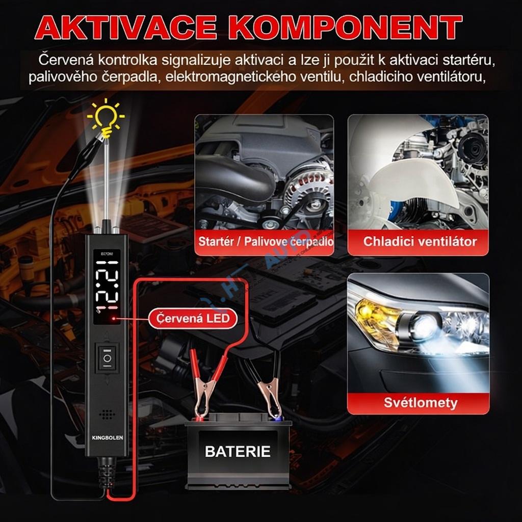 Multifunkčný tester - skúšačka elektrických obvodov auta 12/24V s displejom