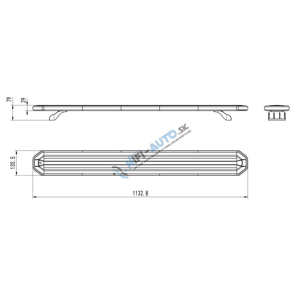 SLIM LED rampa 1133mm, oranžová, 12-24V, 306 x LED, 68W, ECE R65