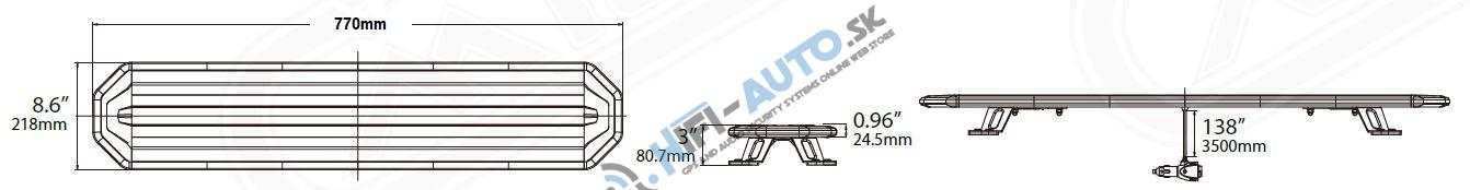 SLIM LED rampa 770mm, oranžová, 12-24V, 36 + 96LED, ECE R65, bezdrôtový ovládač