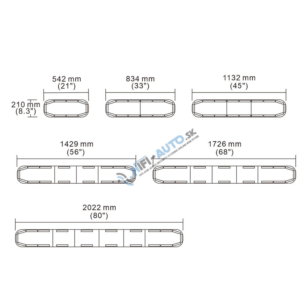 LED rampa 834mm, modrá, 12-24V, ECE R65