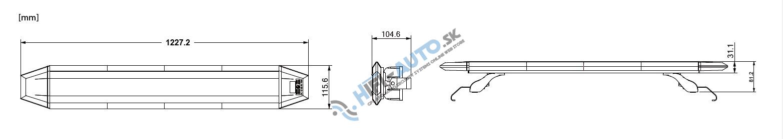 LED rampa 1227mm, oranžová, 10-50V, ECE R65