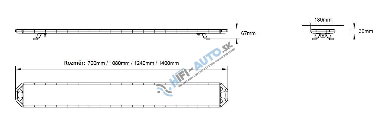 LED rampa 1240mm, oranžová + biela, 10-30V, ECE R65
