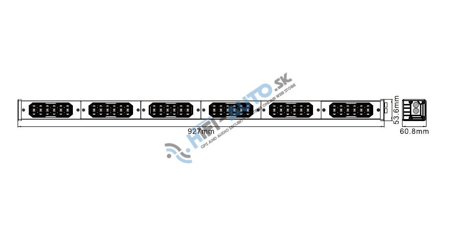 LED alej vodeodolná (IP67) 12-24V, 72x LED 1W, oranžová 927mm, d.o., ECE R65