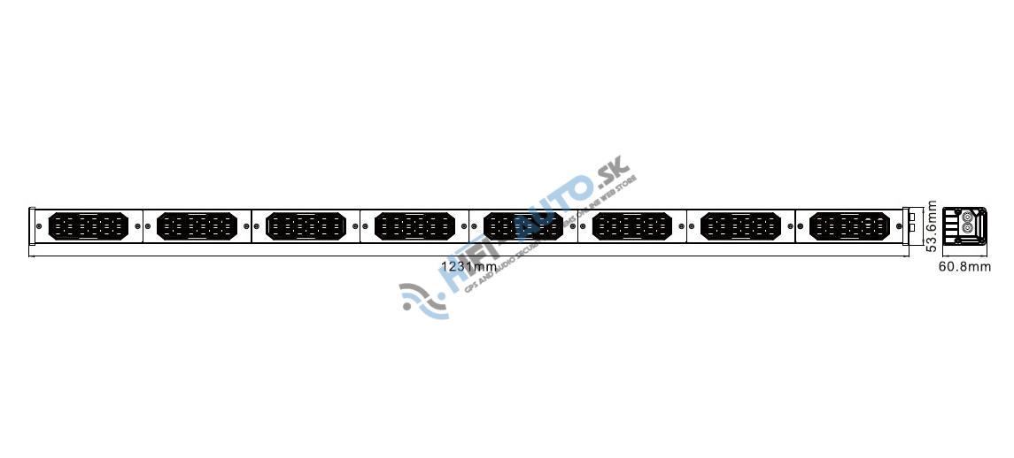 LED alej vodeodolná (IP67) 12-24V, 96x LED 1W, oranžová 1231mm, d.o., ECE R65
