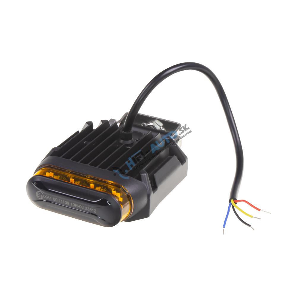 LED svetlo obdĺžnikové biele/oranžové, 14W, 101x127,6mm, ECE R65