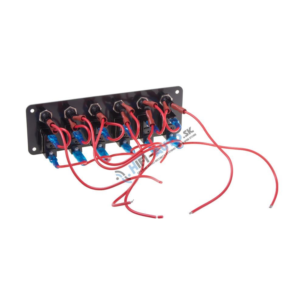 Panel s 6x spínačmi + 6x poistky, 12/24V