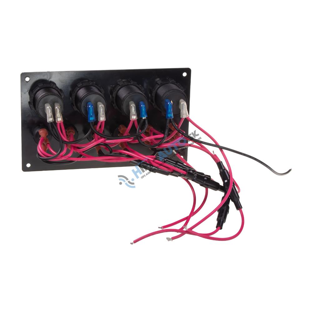 Panel s 6x spínačmi + 4x USB PD/Voltmeter/CL zásuvka, 12/24V