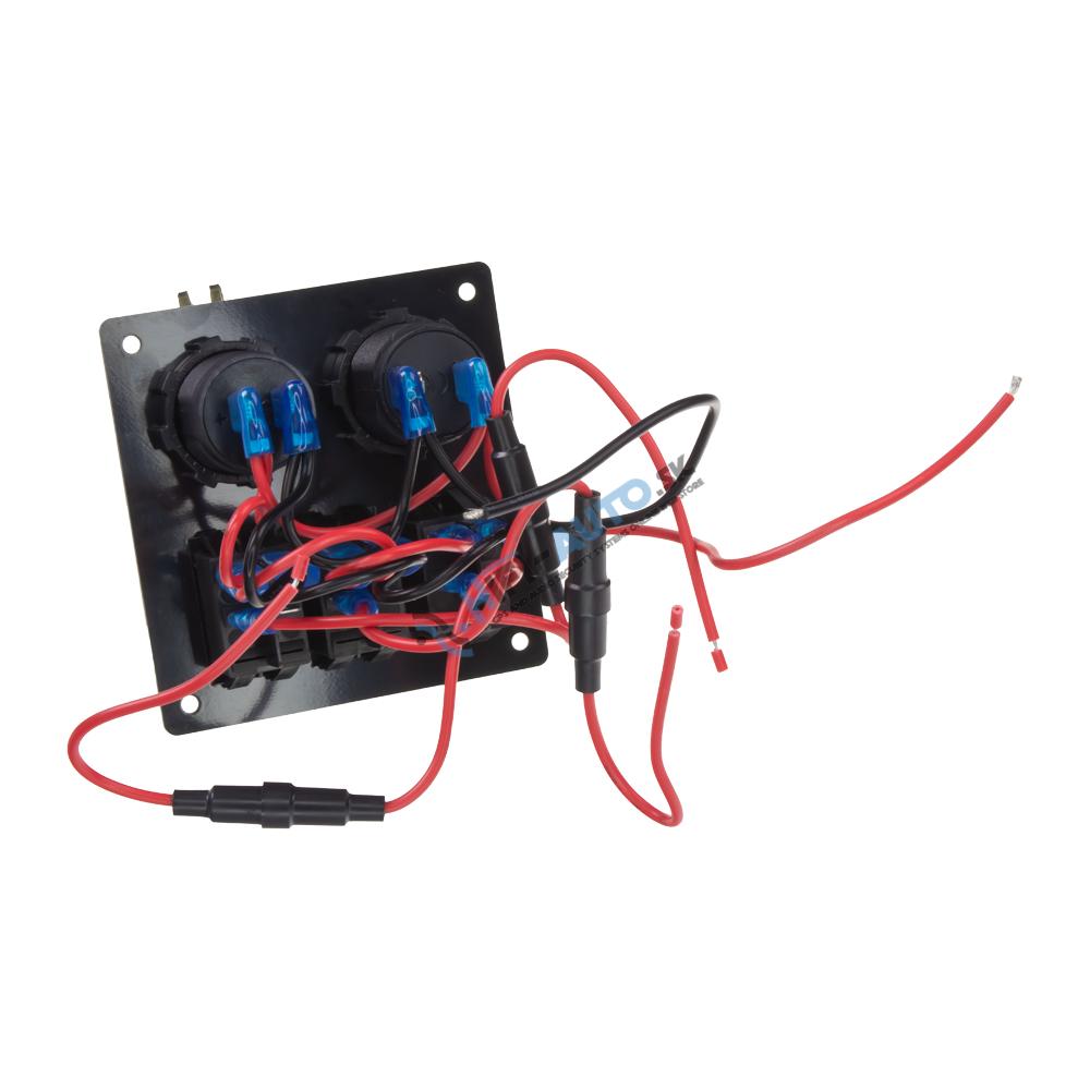 Panel s 3x spínačmi + USB-C/USB-A + CL zásuvka, 12/24V