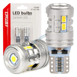 LED žiarovka STANDARD T10 W5W 6x3020 + 1x3030 SMD White 12V/24V