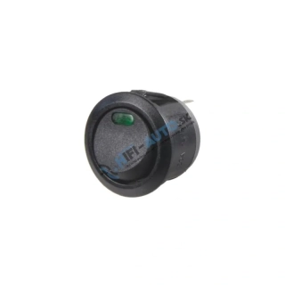Spínač kolískový okrúhly 20A zelená LED