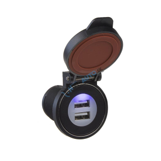 2x USB zásuvka s magnetom vo vodeodolnom držiaku max 2x 2,4 A