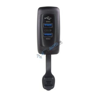 2x USB QC3.0 + USB-C PD3.0 zásuvka 12/24V, montáž na povrch