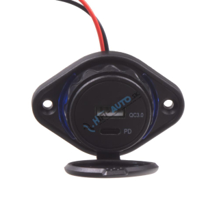 USB QC3.0 + USB-C PD zásuvka 12/24V, montáž na povrch