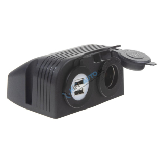Dvojitá zásuvka s panelom 1x CL + 2x nabíjačka USB vodeodolná
